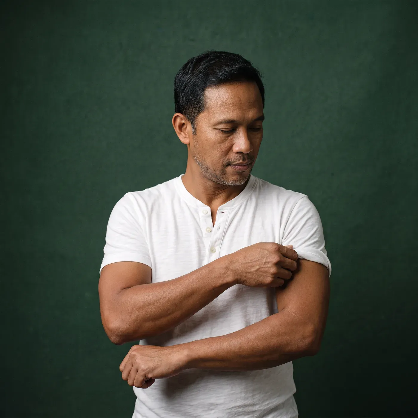 A man rolling up his sleeve